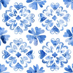 Ethnic folk ceramic tile in talavera style with navy blue floral ornament. Italian pattern, traditional Portuguese and Spain decor. Mediterranean porcelain pottery isolated on white background