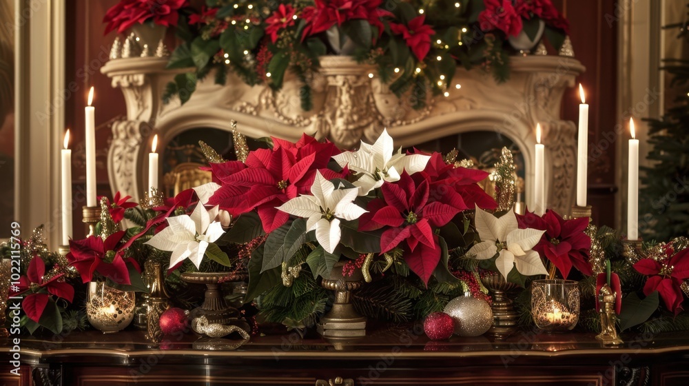 Wall mural Festive Holiday Floral Arrangement with Candles