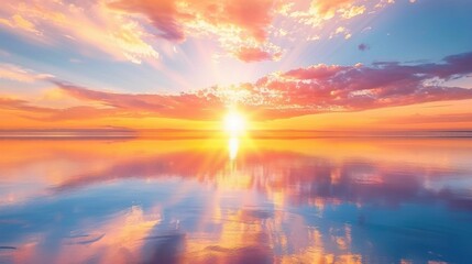 Obraz premium Breathtaking Sunset Over Tranquil Ocean Waters