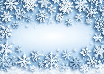 Elegant Winter Snowflake Border Design with Blue Background for Holiday Season Illustration and Festive Greeting Cards