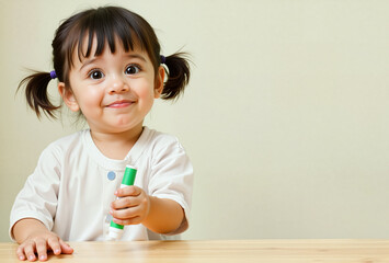 Little girl in a studio shot. Created with AI. High quality upscale and postproduction.