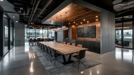 Modern Conference Room with Elegant Wood Table