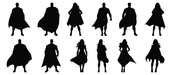Superhero silhouette set vector design big pack of hero illustration and icon