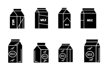 Milk box icon isolated on black background. Vector
