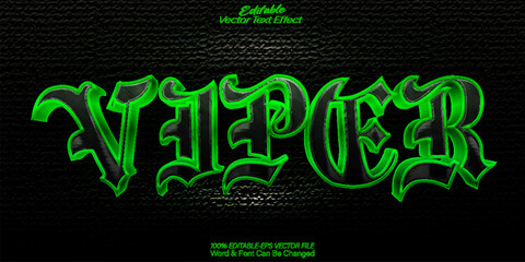Viper Vector Text Effect Editable Alphabet Green Animal Reptile Venom Danger
