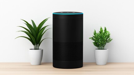 Obraz premium Modern Smart Speaker with Indoor Plants in Background