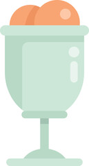 This vector illustration features a glass goblet holding three scoops of delicious ice cream, perfect for projects related to desserts, summer treats, and sweet indulgences