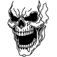 One line art skull sketch