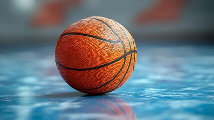 Single basketball isolated on a clean white background minimalist and detailed design