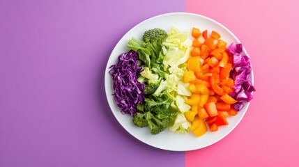 Colorful Vegetable Salad on a Dual-Tone Background, AI