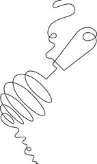spiral egg whisk one line art vector illustration. one continuous line, simple, hand drawn and sketch style. for icons, symbols, signs or logos