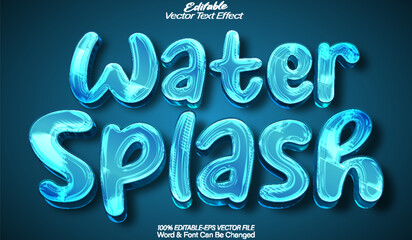 Water Splash Vector Text Effect Editable Alphabet Blue Drop Liquid