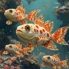 Fototapeta premium Colorful Fish Swimming in a Coral Reef
