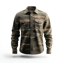 Naklejka premium Camouflage shirt with long sleeve and button-up collar.