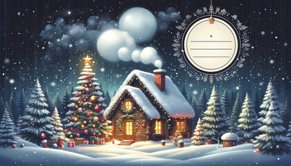 christmas card with christmas tree,generative ai