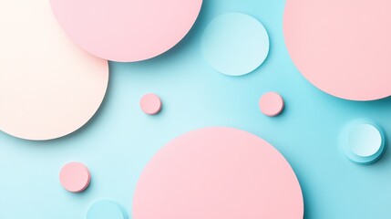 Pastel Circles on Blue Background for Creative Projects