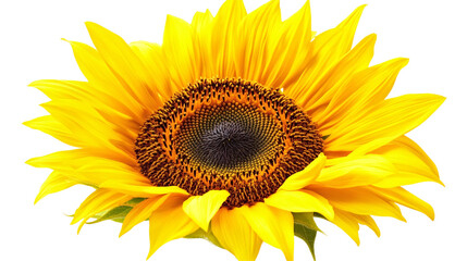 Fototapeta premium A vibrant yellow sunflower with a dark brown center and yellow petals. generative ai