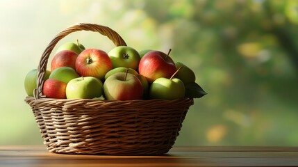 Fresh Apples in a Beautiful Woven Basket