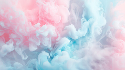Fototapeta premium abstract cotton candy pink and baby blue ink storm artwork, on a soft vanilla background