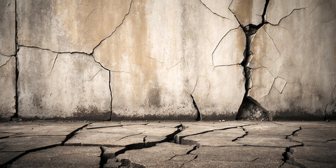 Cracked cement floors and walls