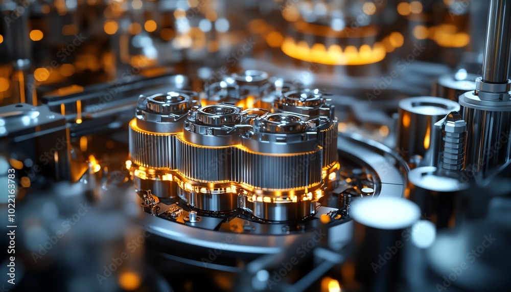 Aufkleber intricate closeup of the manufacturing process for electric vehicle battery cells, showcasing the as