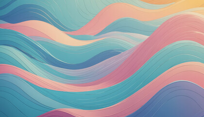 Pastel abstract illustration of Waves and Dunes for background and liminal space 