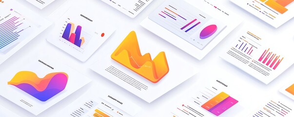 Isometric data presentation graphic, business report design, isolated on white background, professional and clean layout, engaging visuals