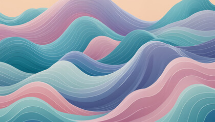 Pastel abstract illustration of Waves and Dunes for background and liminal space 