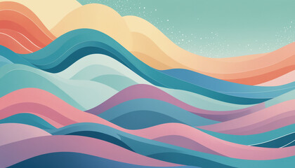 Fototapeta premium Pastel abstract illustration of Waves and Dunes for background and liminal space 
