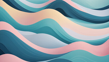 Pastel abstract illustration of Waves and Dunes for background and liminal space 