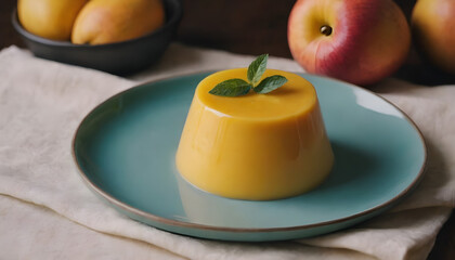 mango pudding in a bowl