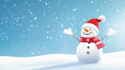 Cute snowman. Winter holiday theme.