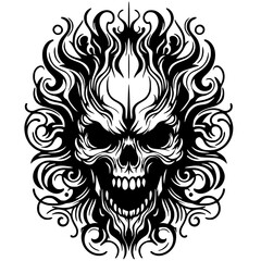 Death metal skull vector design
