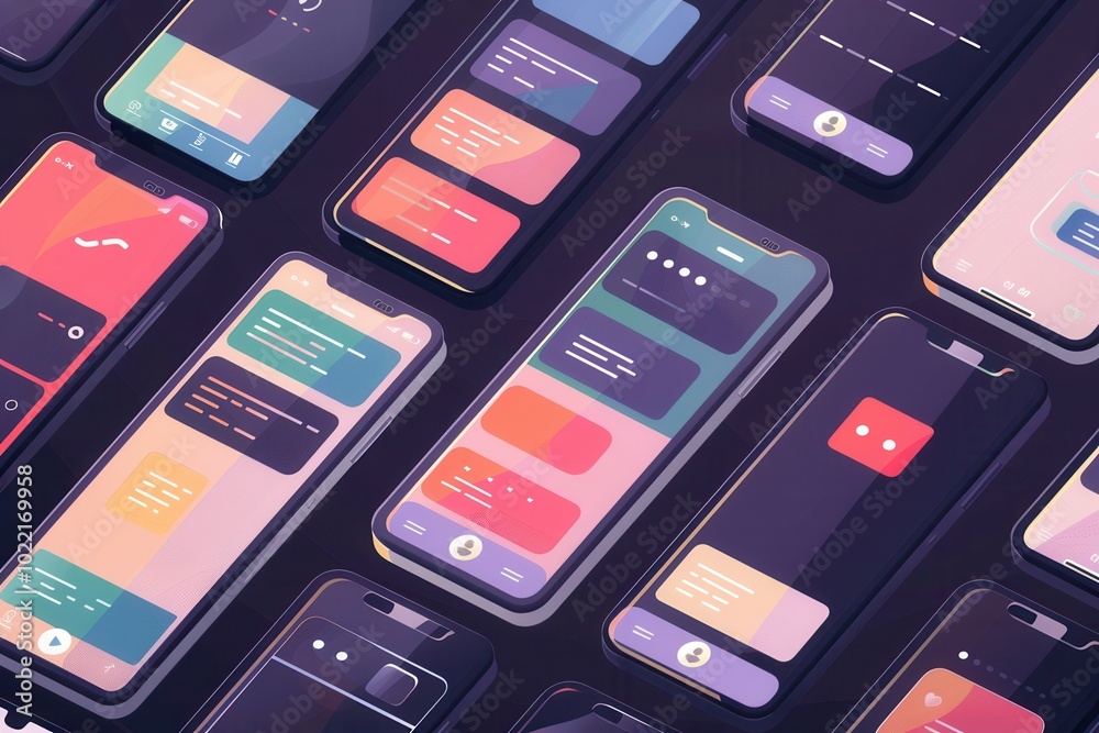 Poster multiple smartphone screens showcase various stories and short videos, highlighting the captivating 