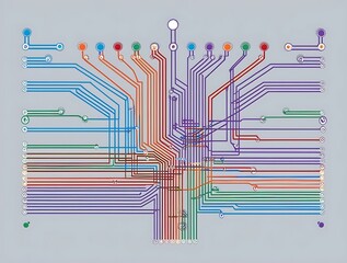 Colorful diagram illustrating a decision tree with branching paths and nodes, symbolizing logical choices and consequences in a business or educational setting (21)