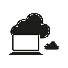 Cloud computing icon. Laptop and cloud shapes. Data storage concept. Vector symbol.