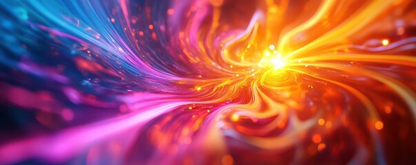 Obraz premium Colorful swirling abstract art with vibrant hues of orange, pink, and blue, creating dynamic visual movement.