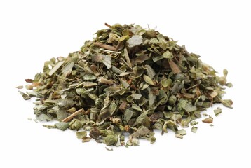 Pile of dried oregano isolated on white