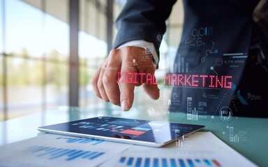 DIgital marketing technology concept on virtual screen. Business and technology concept.