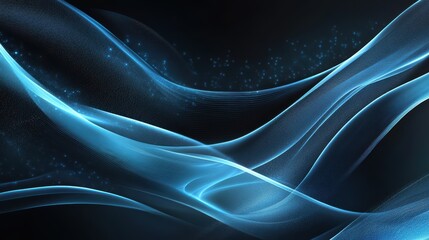 Obraz premium Dark grey black abstract background with blue glowing lines design for social media post, business, advertising event. Modern technology innovation concept background