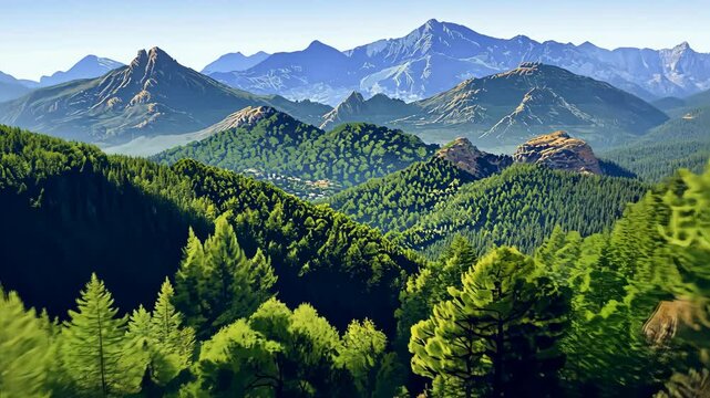 A view of the mountains in the Troodos Mountains, Cyprus, on a clear day
