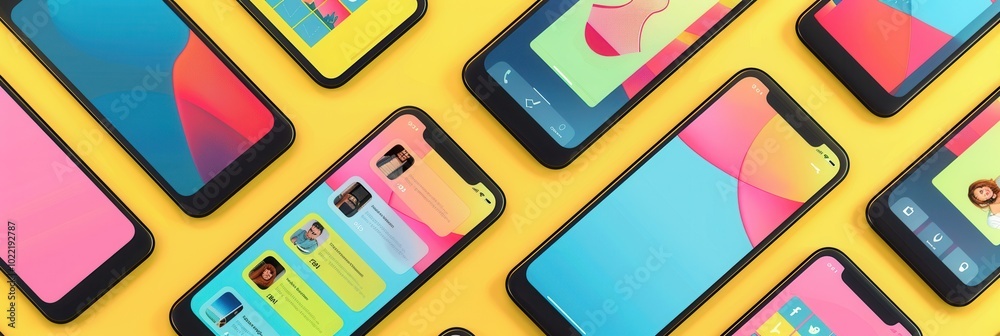 Aufkleber various smartphones showcase vibrant stories and short videos, creating an engaging digital atmosphe