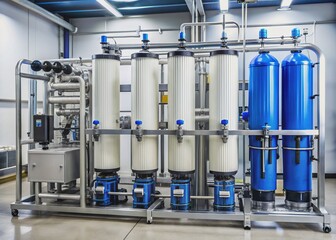 Modern water filtration system with sediment removal, activated carbon, and UV purification technologies working together to produce clean and safe drinking water efficiently.