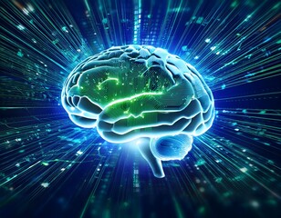 Global brain concept with a globe and map representing technology and connectivity in a digital world