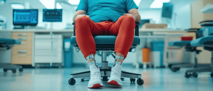 Custom prosthetic leg fitting enhancing mobility and comfort during consultations.