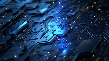 Abstract Futuristic Circuitry Close-Up