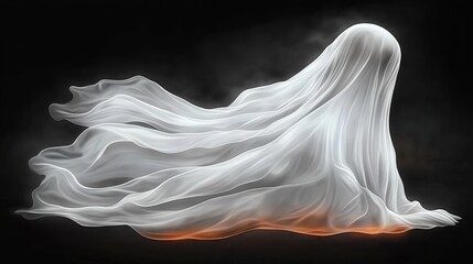 Fototapeta premium Ethereal Translucent Ghost Hovers in Gloomy Environment