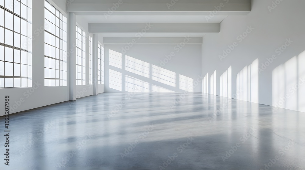 Wall mural 5. a refined scene of a white building with a minimal design, set in an empty wide space with a poli
