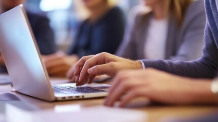 Collaborative Team Working on a Laptop