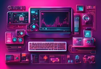 Fototapeta premium Futuristic Cyber Control Center Interface